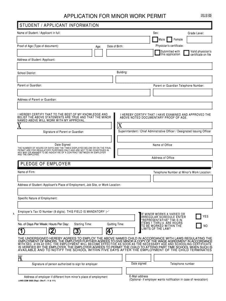 Work Permit  Form
