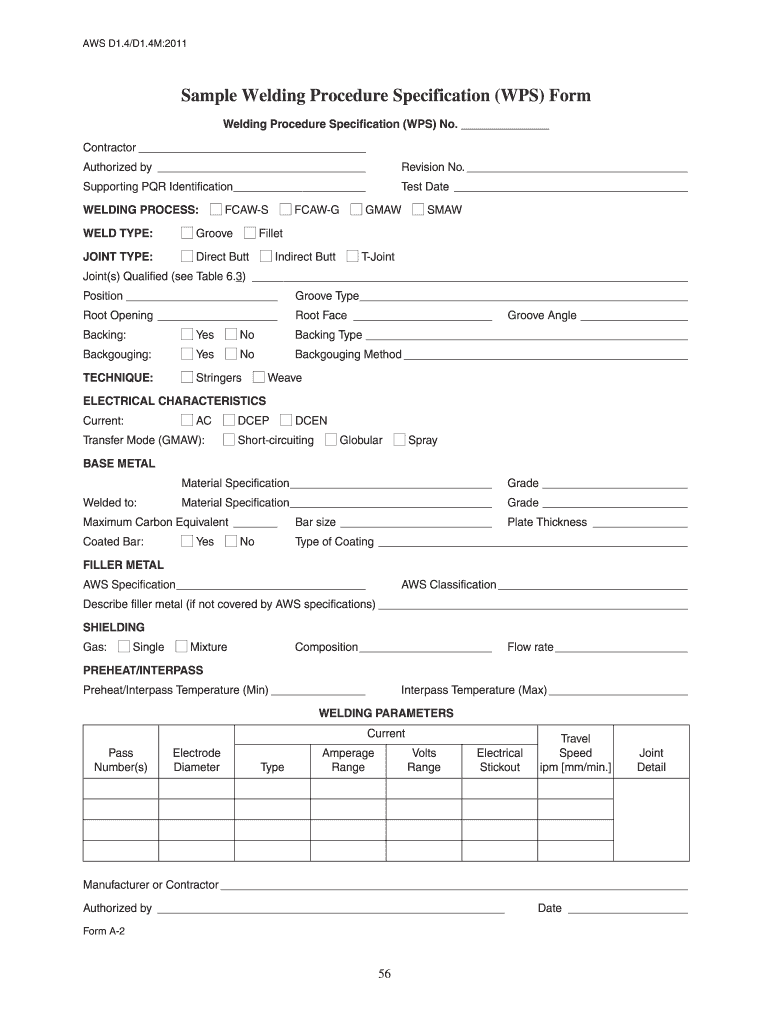 Welding Procedure Sample Form