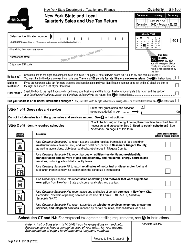 Get and Sign New York State Sales Tax Form St 100 Dec 12 Feb 13 2020-2022