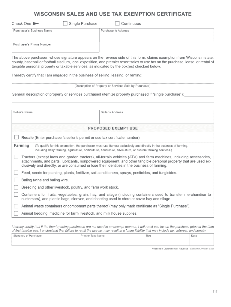 Wisconsin Tax Exempt Form Fillable