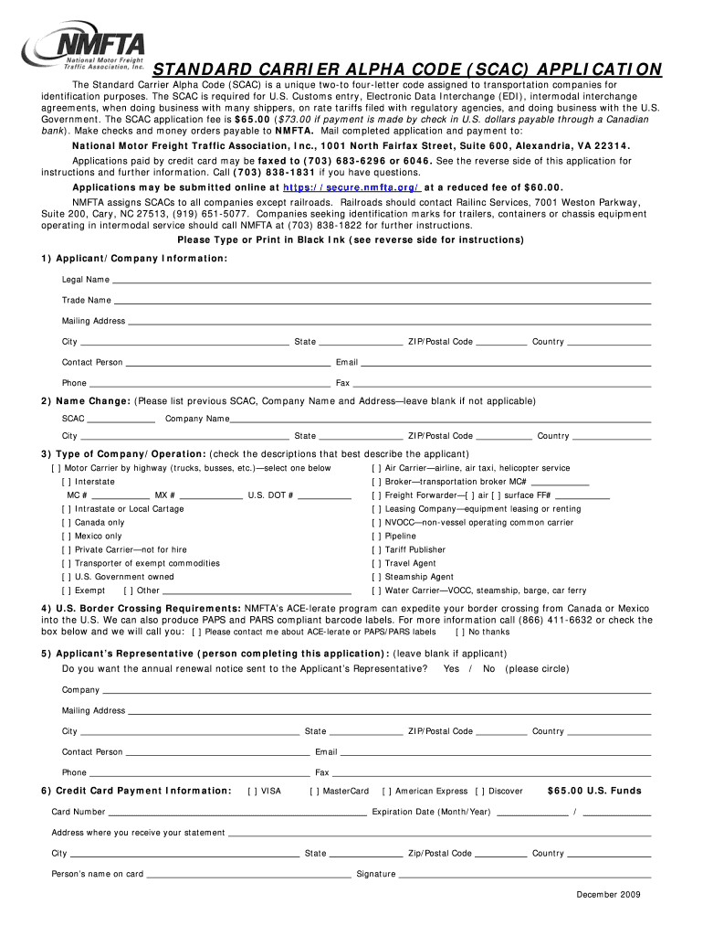 Scac Code List PDF  Form