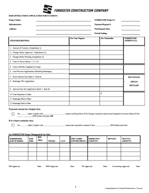 Application for Payment  Form