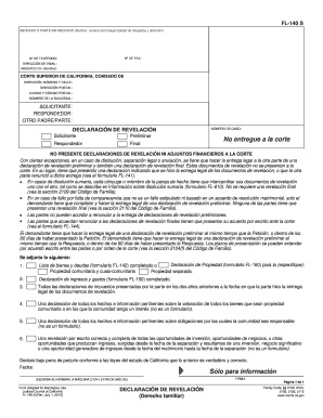 FL 140 S Declaration of Disclosure Spanish Judicial Council Forms Courts Ca