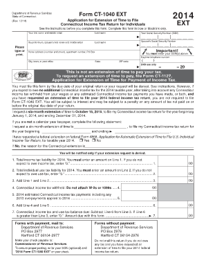 CT 1040 EXT, Application for Extension of Time to File Ct  Form