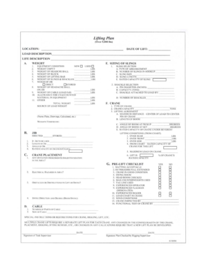 Lifting Plan Form