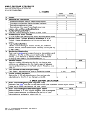  Child Support Worksheet Csf 020910 2022