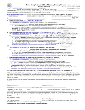 Prince George&#039;s County Finance Affidavit  Form