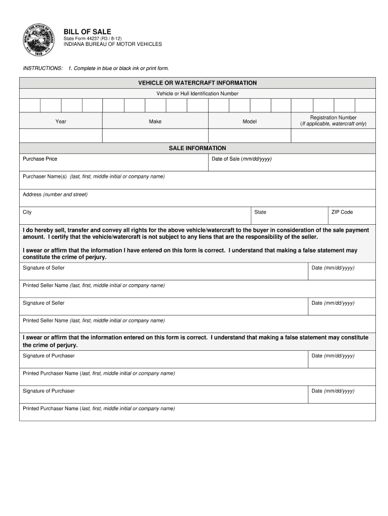  Indiana Bmv Form 44237 2012