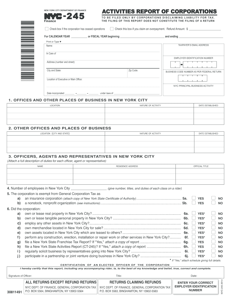  Nyc 245  Form 2014