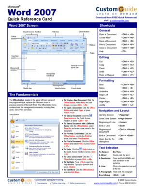 Word Quick Reference, Microsoft Word Cheat Sheet Vita Virginia  Form