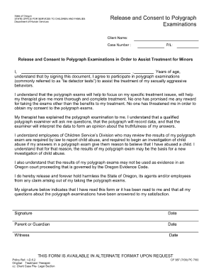 Release and Consent to Polygraph Examinations CF 987 700 Dhsforms Hr State or