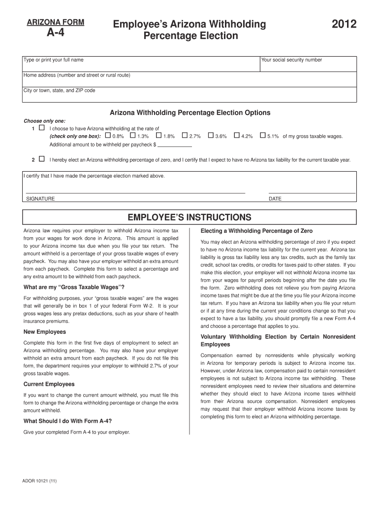  Arizona a 4 Form 2021