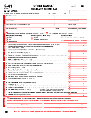 Kansas K 41 Form