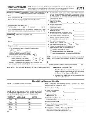 Rent Certificate Form