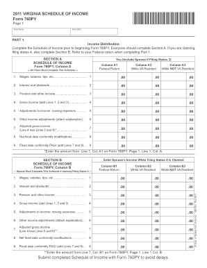 Virginia Schedule of Income Form