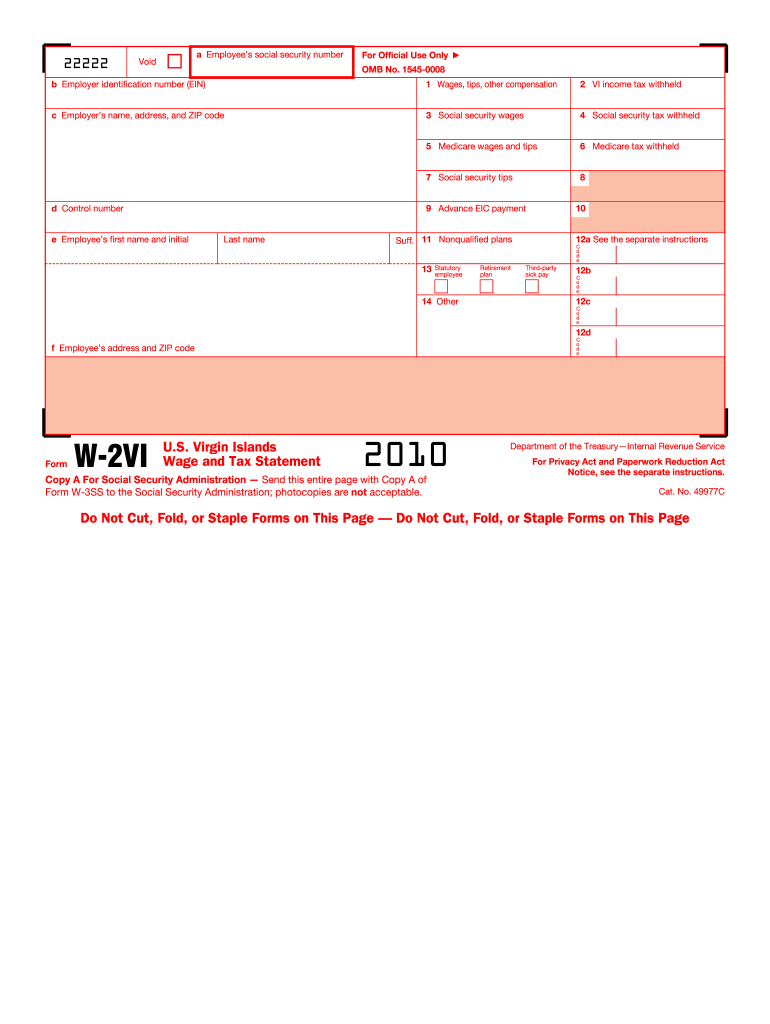 W2 Template Form 2010