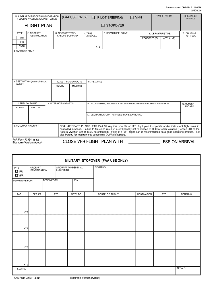 Ifr Flight Plan Form PDF