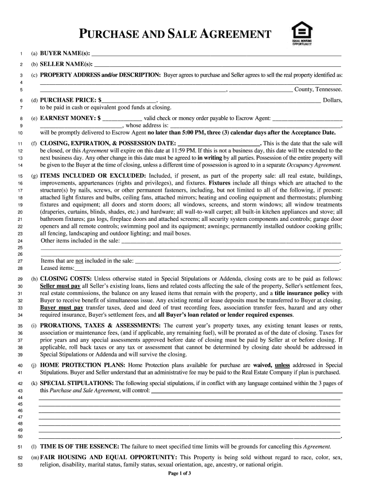Get and Sign Blank Printable Purchase Agreement 2012-2022 Form