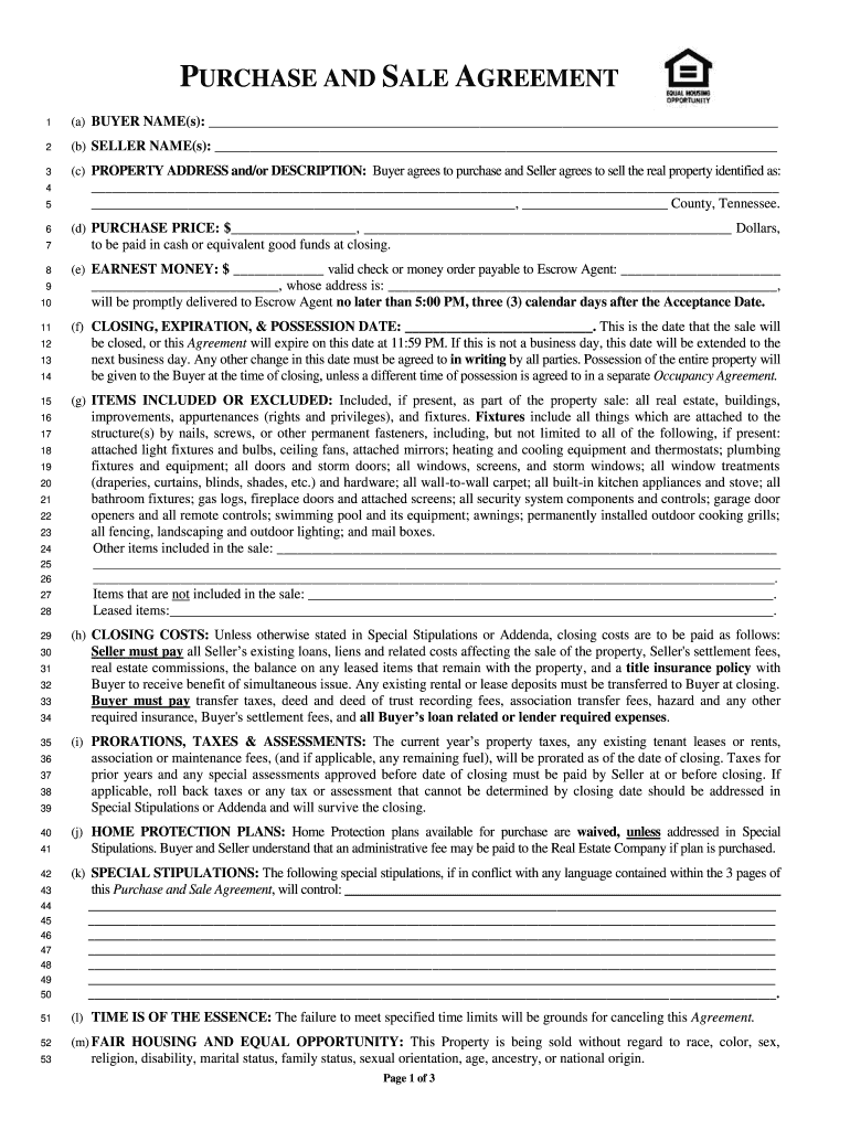  Blank Printable Purchase Agreement 2012-2024