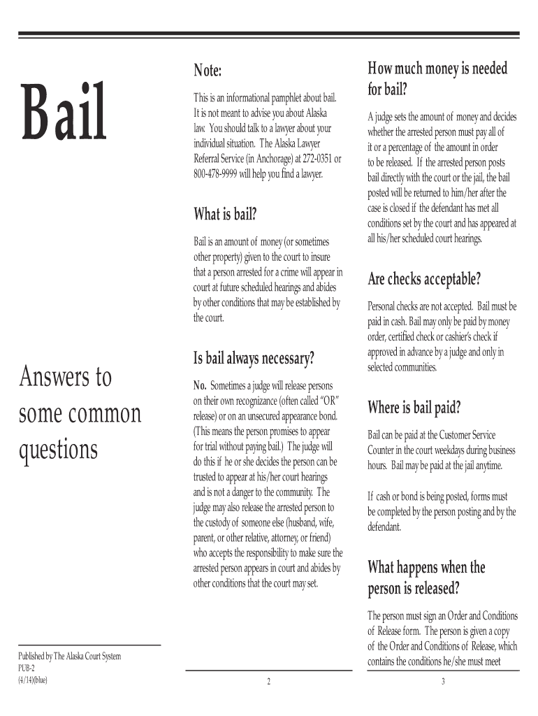 PUB 2 Bail, Answers to Some Common Questions  Form