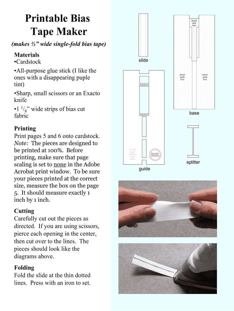 Printable Bias Tape Maker Form