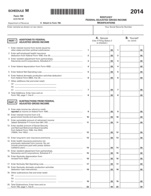 740 Kentucky Federal Adjusted Gross Income Modifications Revenue Ky  Form