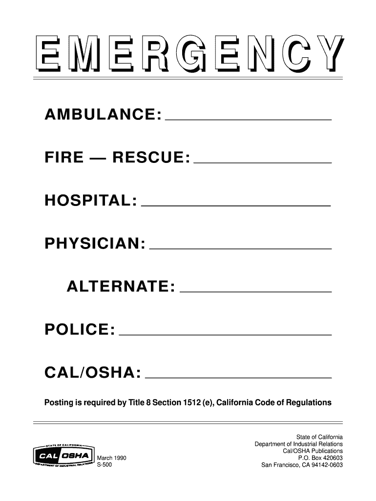 Cal Osha S 500  Form