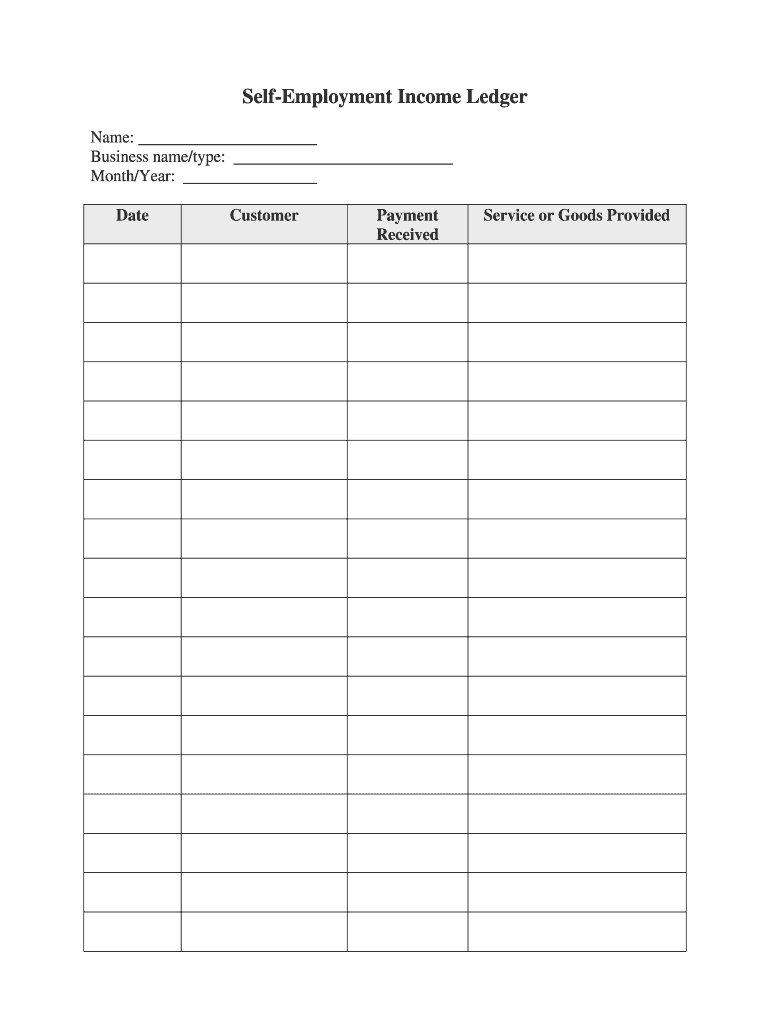 Income Ledger Template  Form