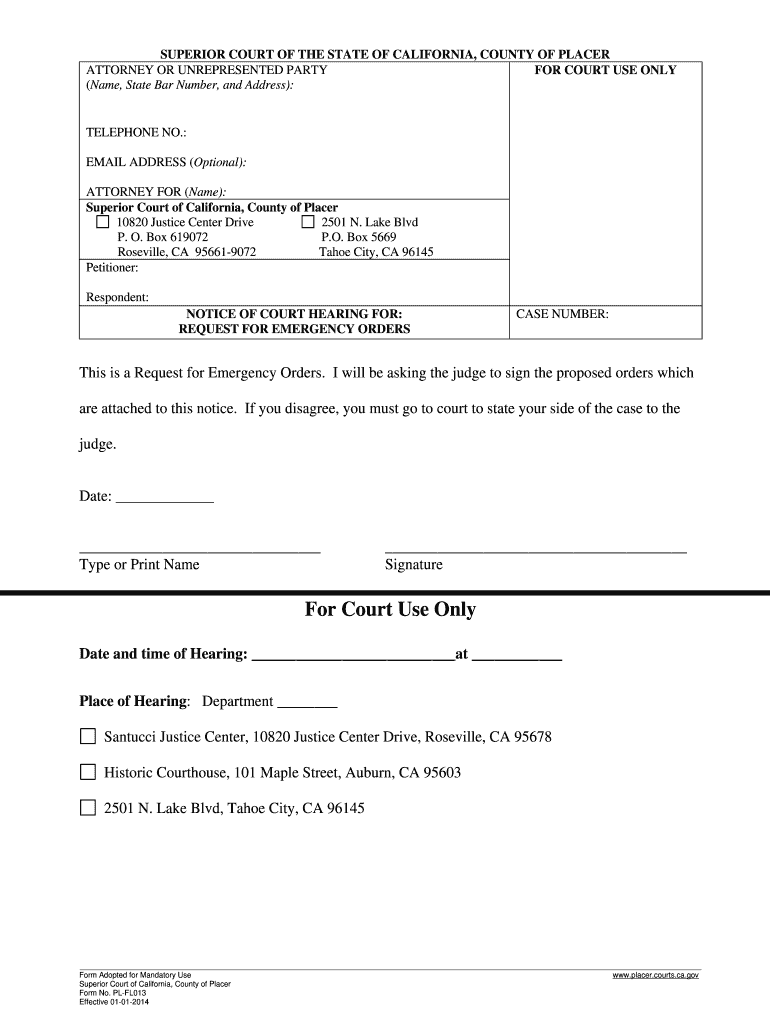 Get and Sign ATTORNEY or UNREPRESENTED PARTY Placer Courts Ca 2014-2022 Form