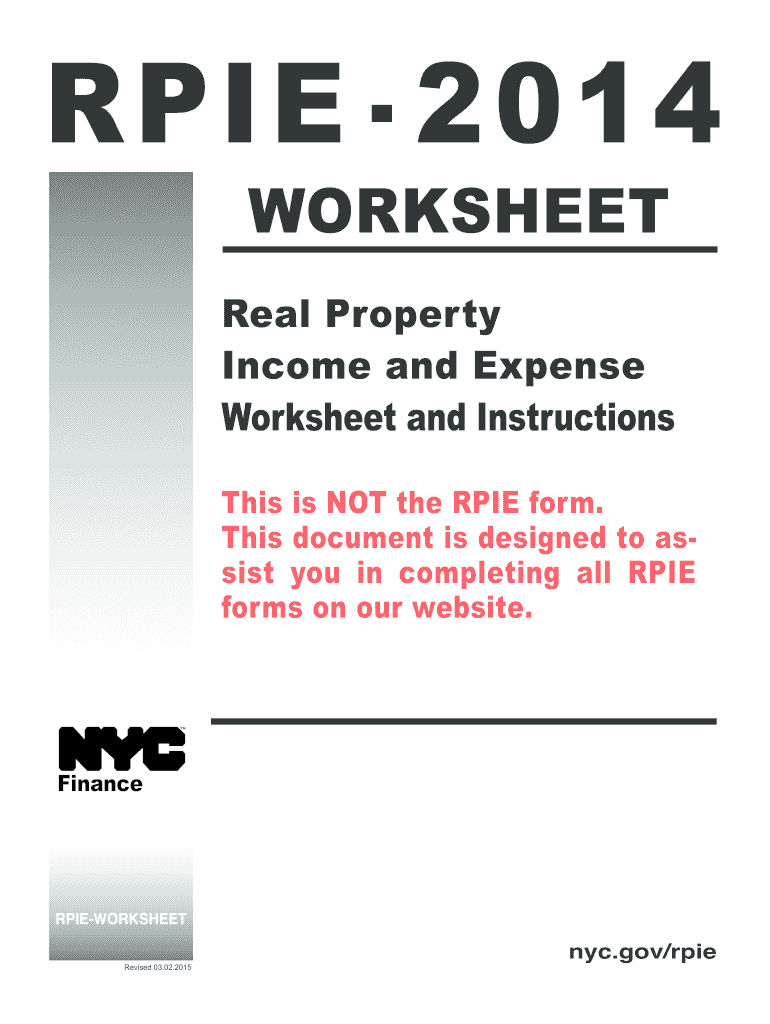 RPIE Worksheet and Instructions  NYC Gov  Form