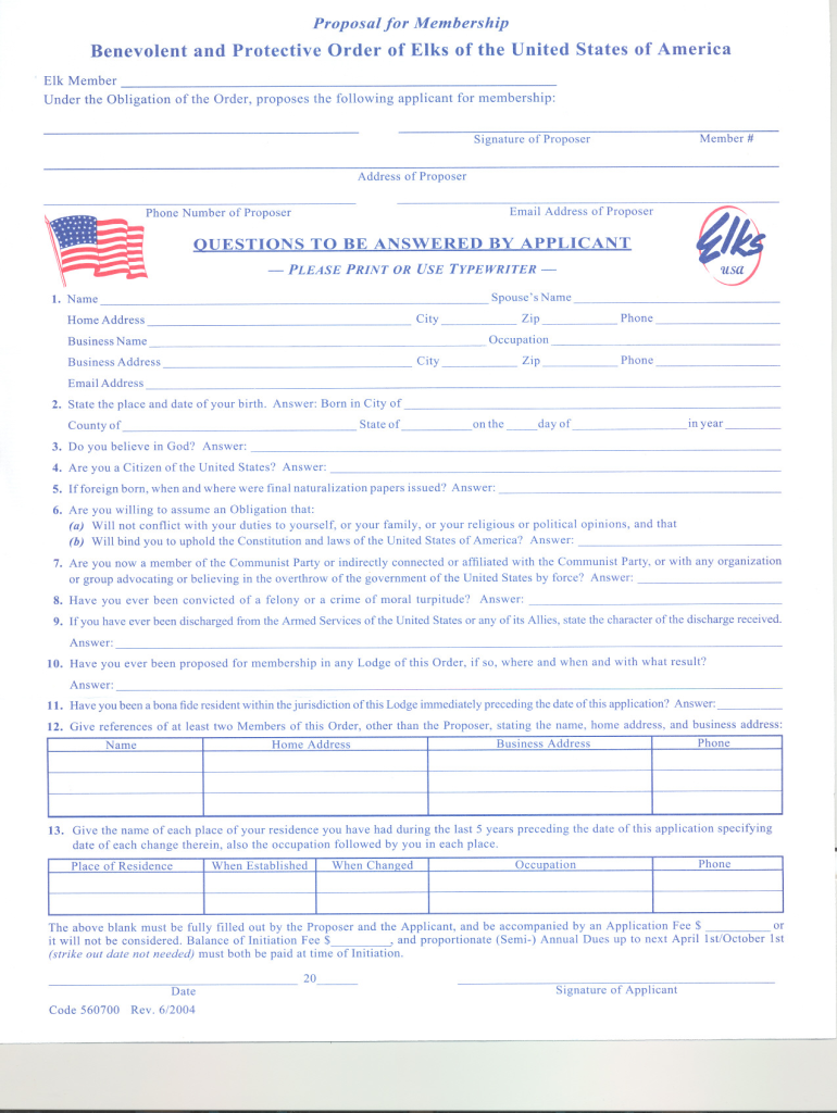 Elks Membership Application 2004-2022: get and sign the form in seconds