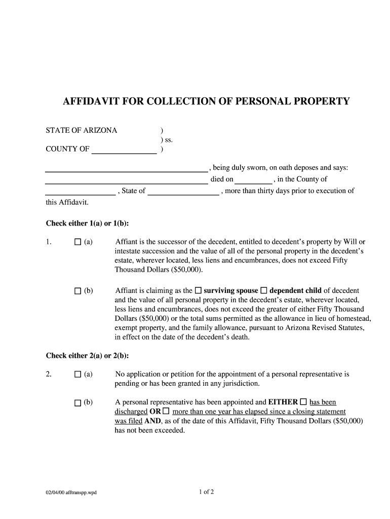  Generic Form for Personal Property 2000-2024