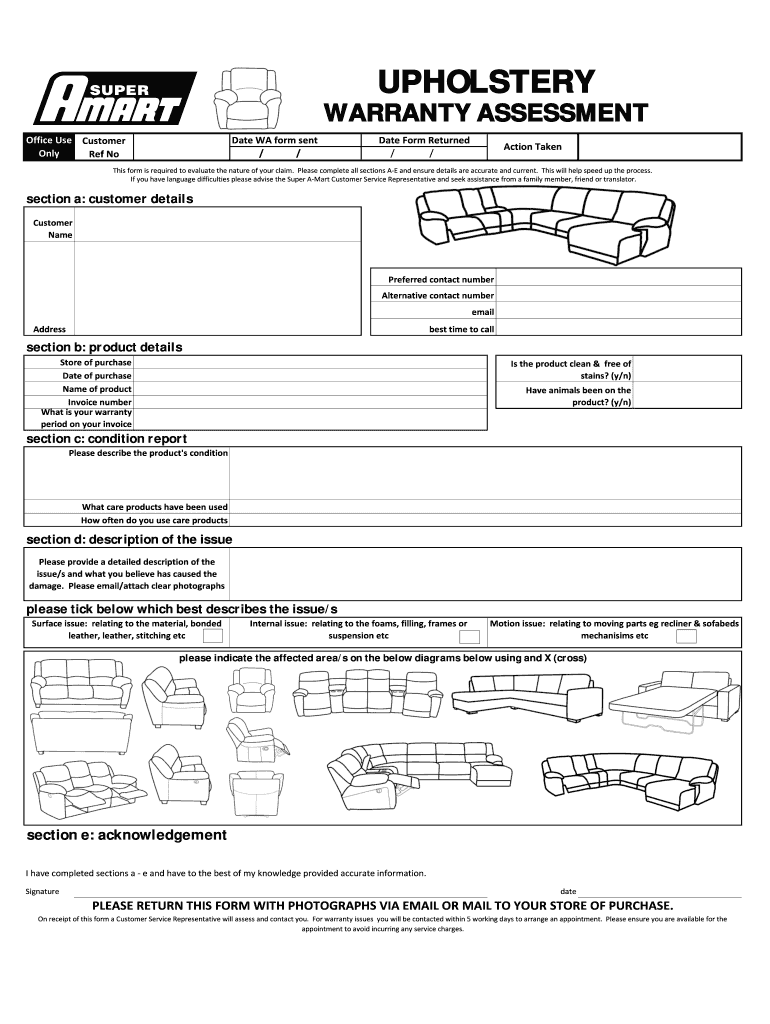 Amart Warranty Form