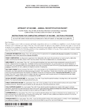 Nycha Affidavit of Income Form