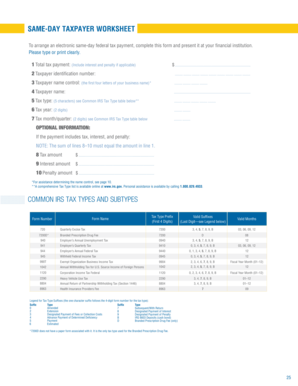 Same Day Taxpayer Worksheet  Form