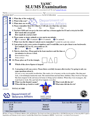 Slums Test  Form