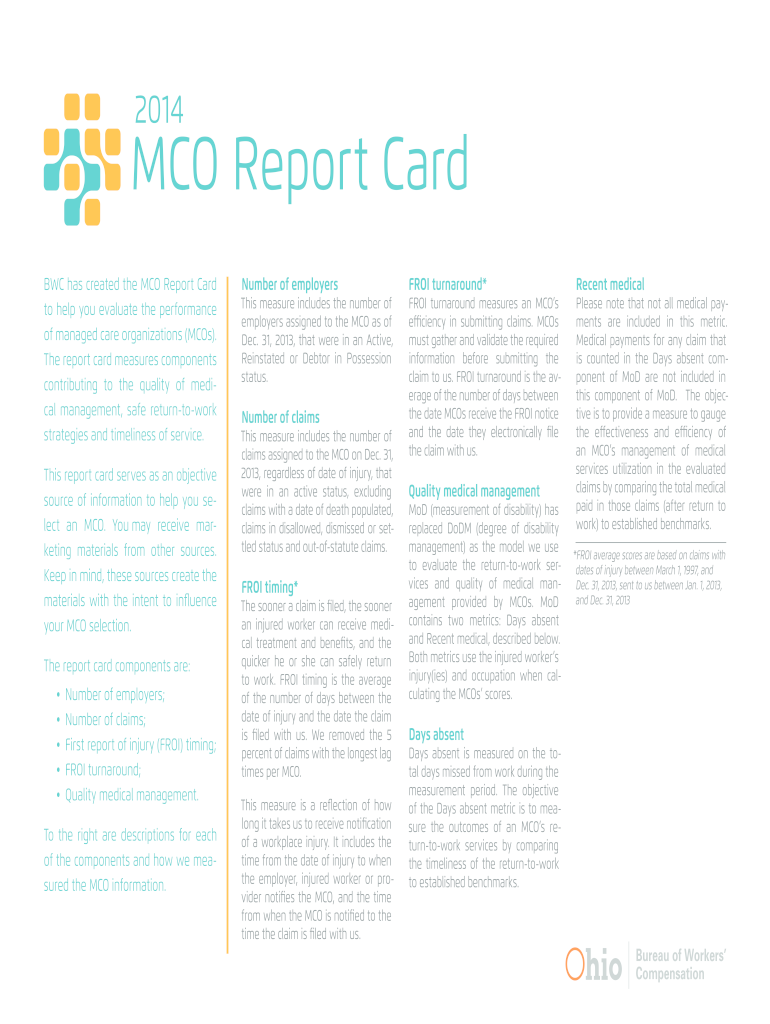  Evaluating MCOs Report Cards Help Businesses Learn How Well 2014