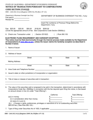  NOTICE of TRANSACTION PURSUANT to CORPORATIONS 2013