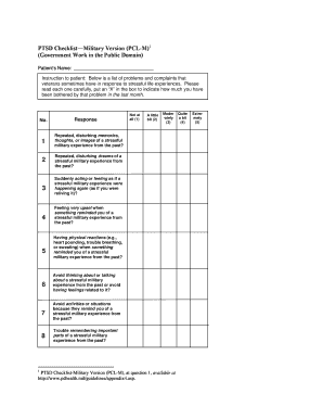 Ptsd Checklist PDF  Form