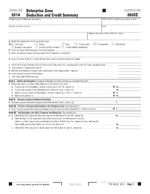 Form 3805Z Enterprise Zone Deduction and Credit Summary Ftb Ca