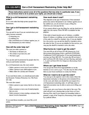  Civil Form Ch 100 Form Harassment PDF Online 2012