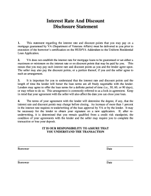 Va Interest Rate and Discount Disclosure  Form