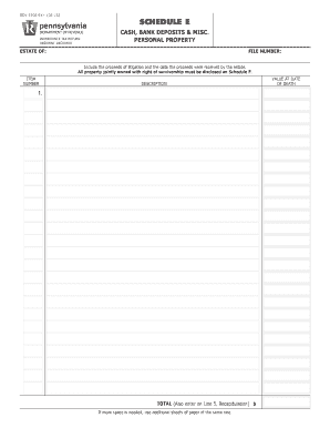  Schedule E Cash, Bank Deposits &amp;amp;amp;amp; Misc Personal Property REV 1508 FormsPublications 2012