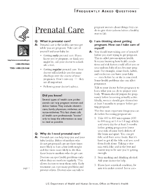 Prenatal Care Fact Sheet Womenshealth  Form