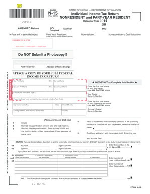 Get and Sign Hawaii N 15 Form 2014