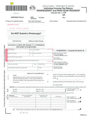  Hawaii N 15 Form 2014