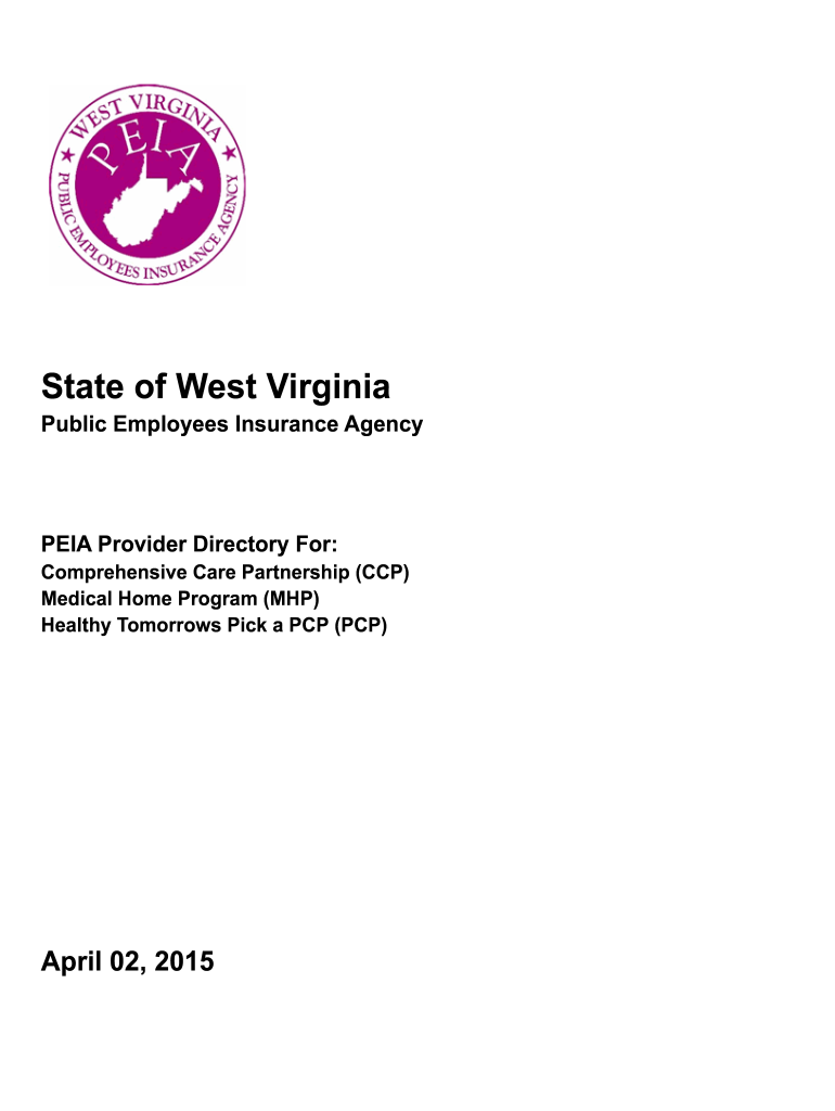 Provider Directory WV Public Employees Insurance Agency State  Peia Wv  Form