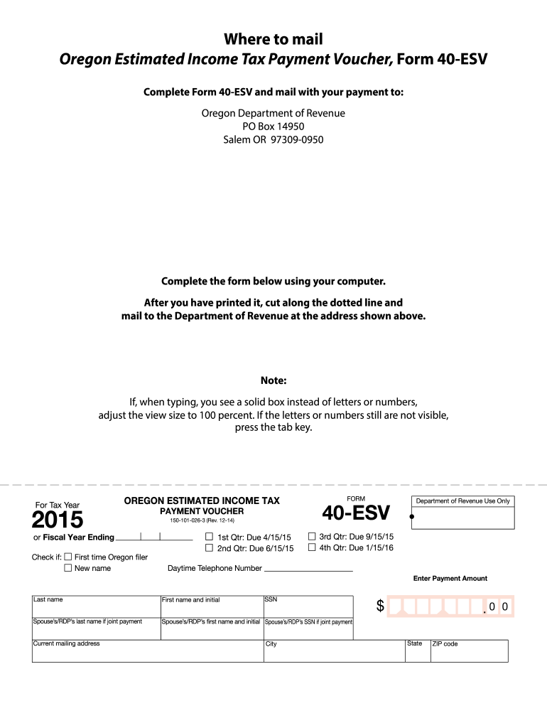 Oregon 30 Esv Form 2020 Fill Out and Sign Printable PDF Template