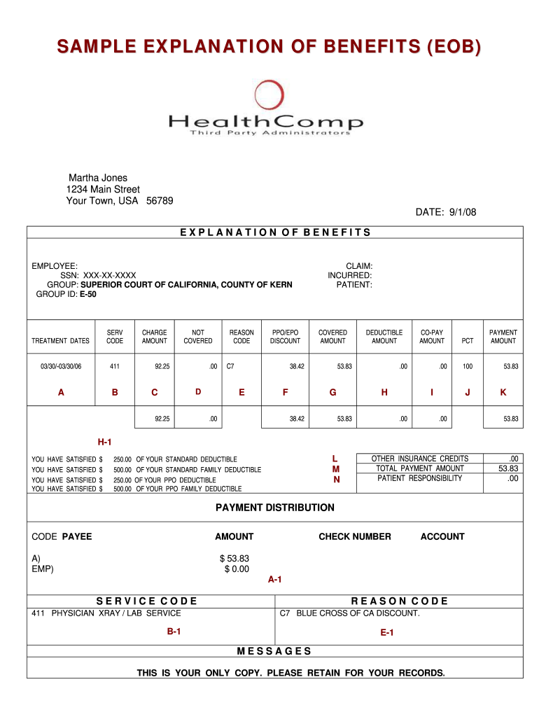 Eob Sample PDF  Form