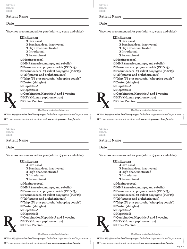  Vaccinces Cdc 2014-2024